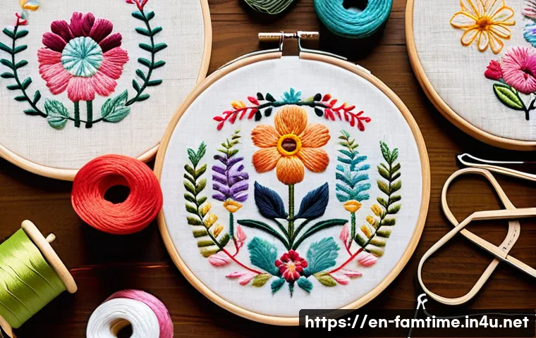 가족과 함께하는 자수 공예 관련 이미지 1